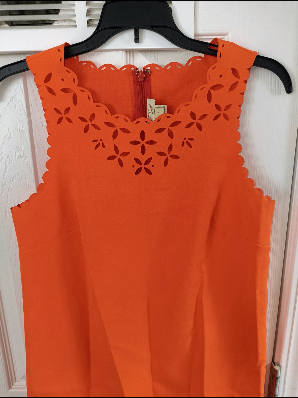J. Crew Orange Scalloped Laser Cut Shift Dress Size 2 - Picture 2 of 4